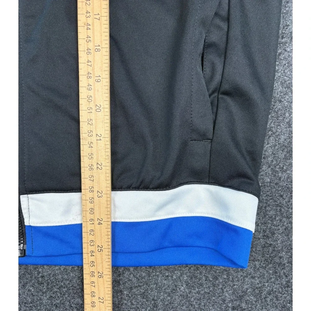 Nike Dri-FIT Track Jacket Mens Small Black Blue Full Zip Graphic Back Sweatshirt